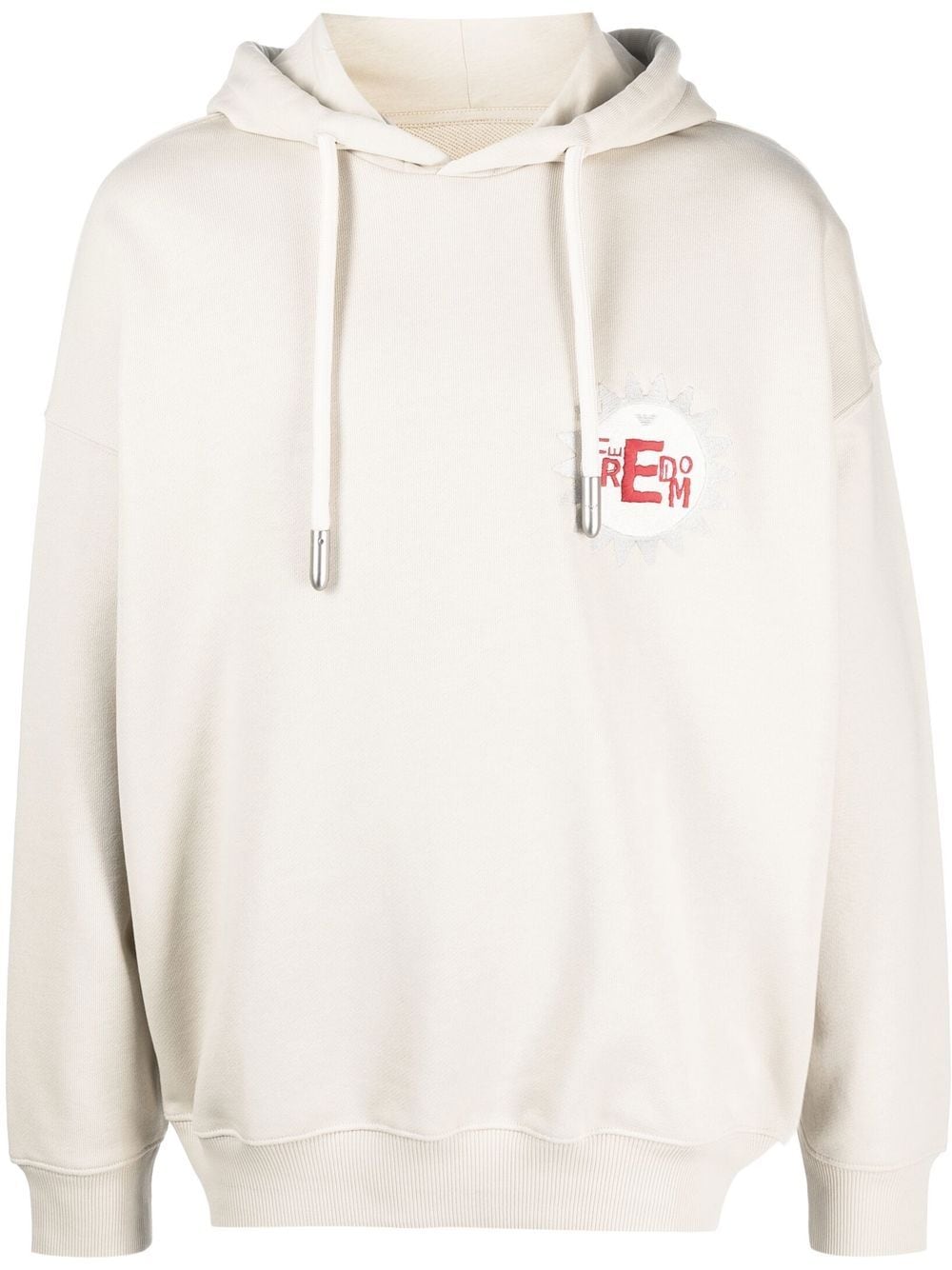 Embroidered-Logo Cotton Hoodie — Beige