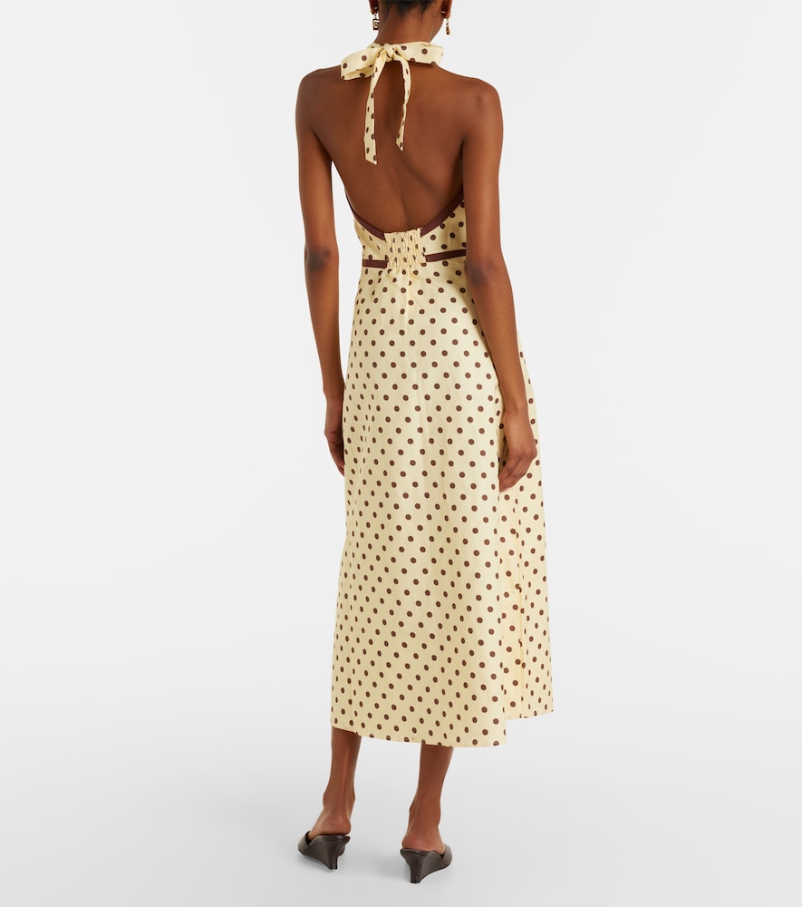 Bowie polka-dot linen and cotton midi dress