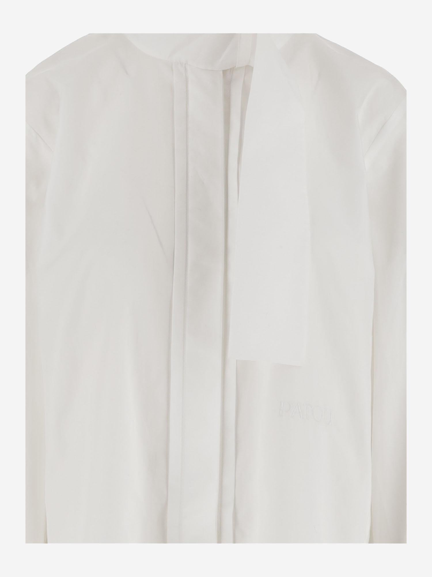 High Collar Cotton Ascot Shirt — White