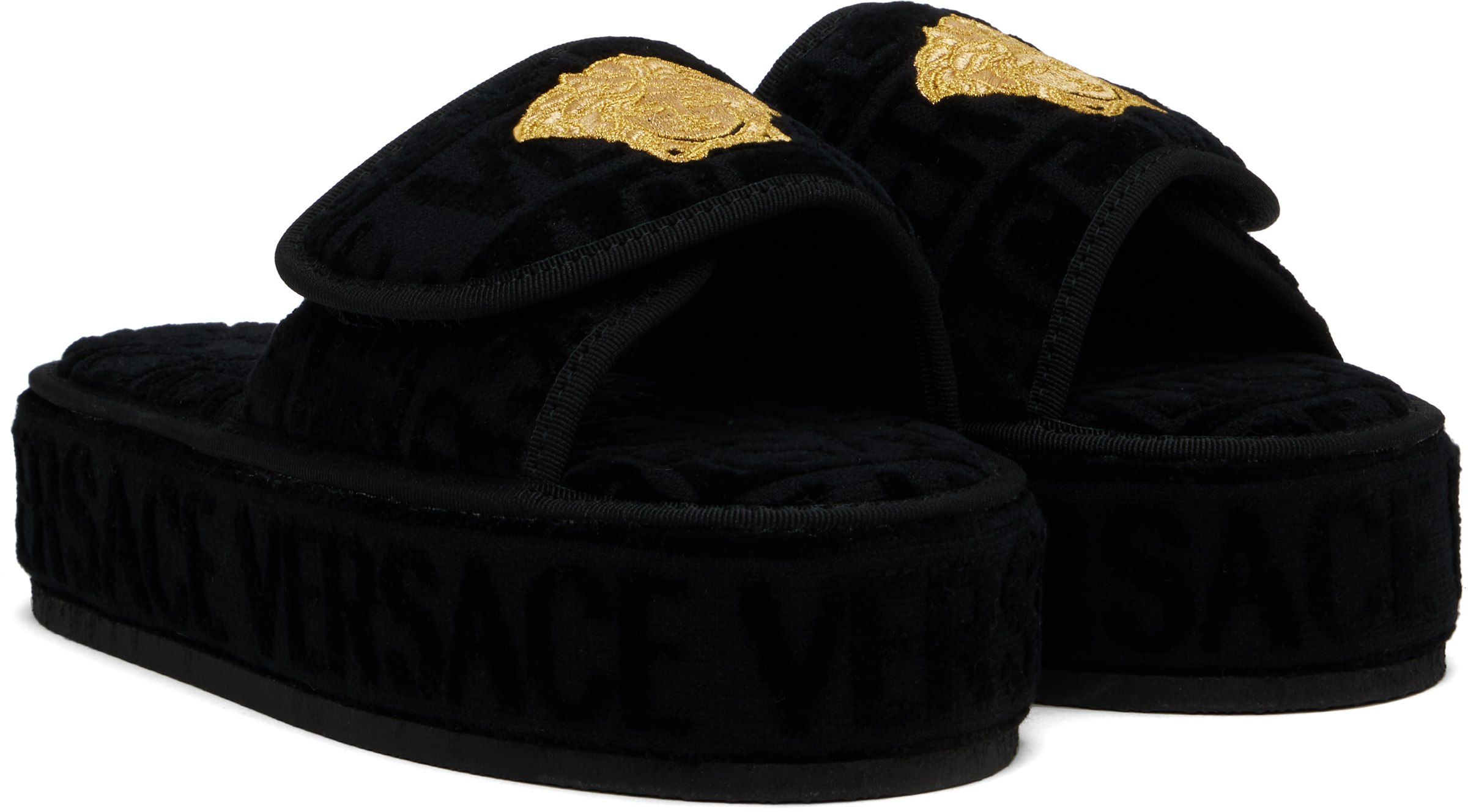 Versace Underwear Black 'Versace' Allover Slippers