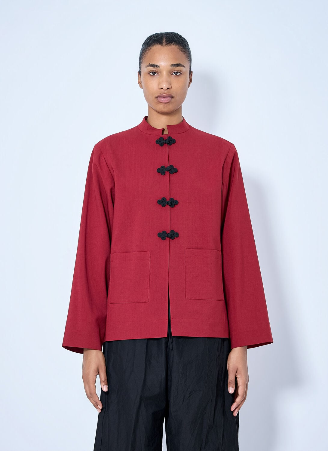 Pankou Closure Jacket - Woman Jackets Red Fr