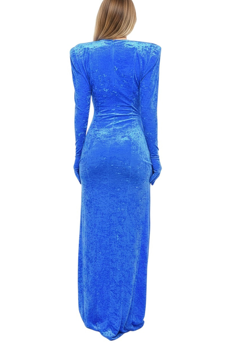 Blue V Neck Maxi Dress