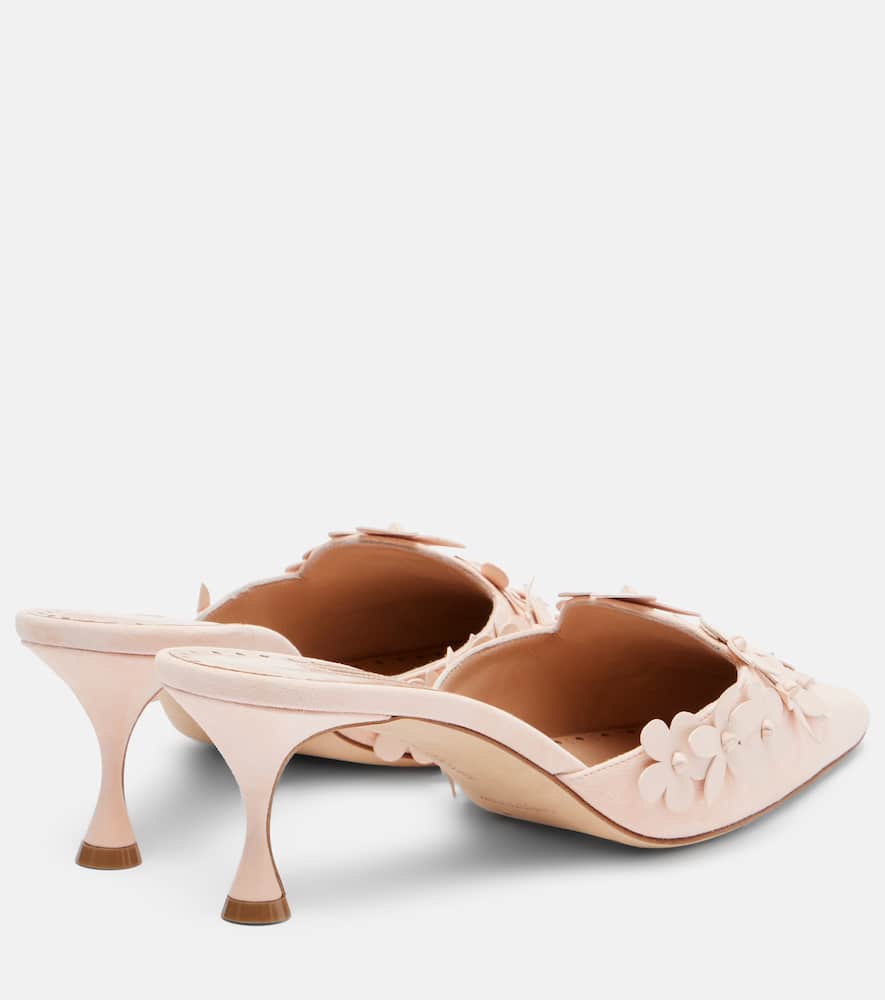 Manolo Blahnik Harnes 50 floral-appliqué leather mules