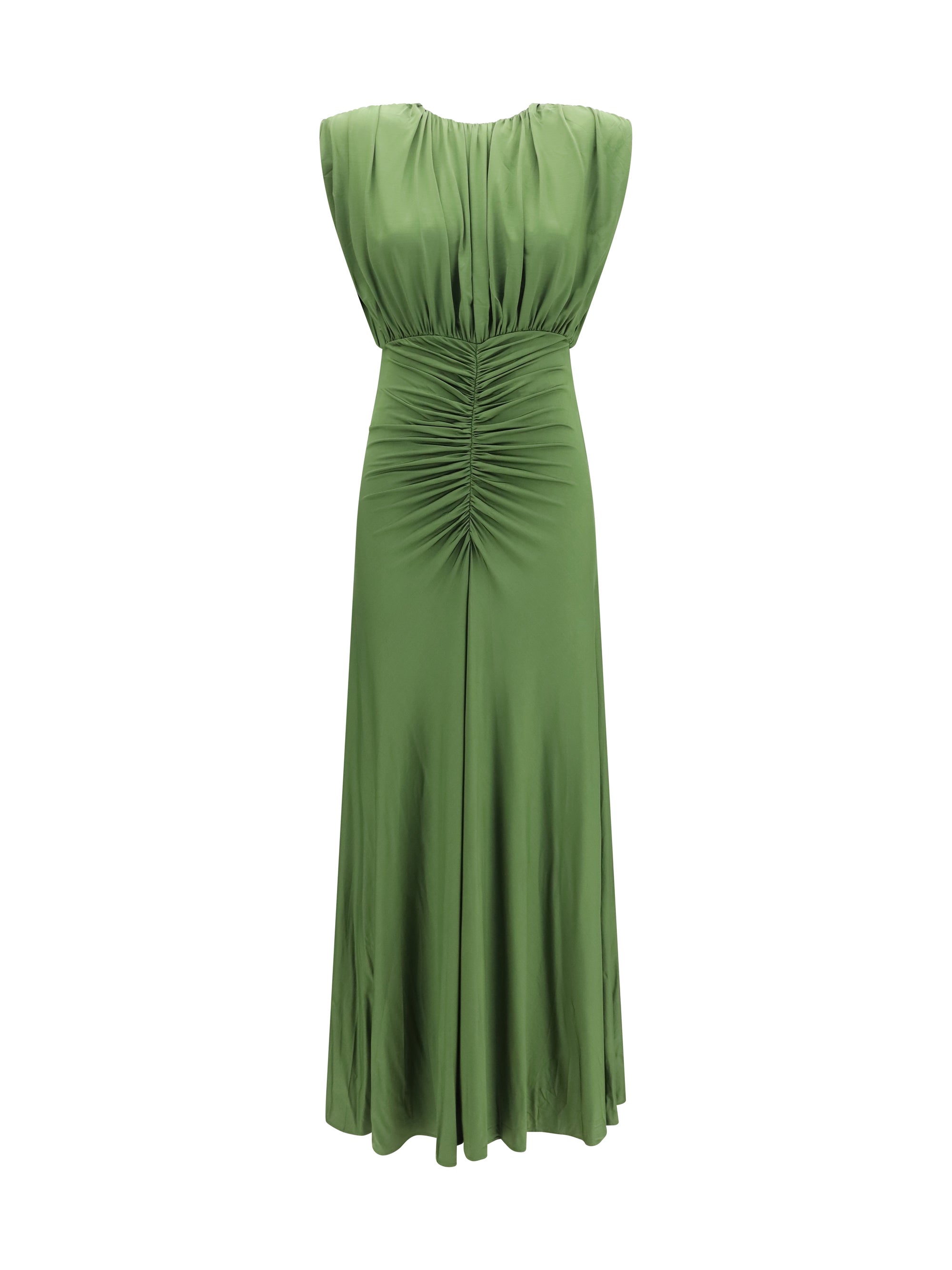 Jersey Gathered Maxi Dress — Green
