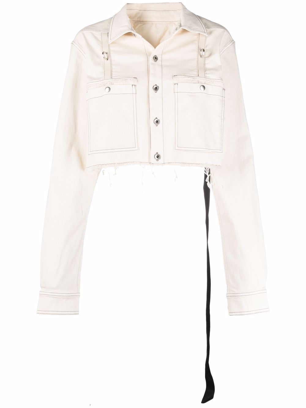 Cropped denim button-up jacket - Neutrals