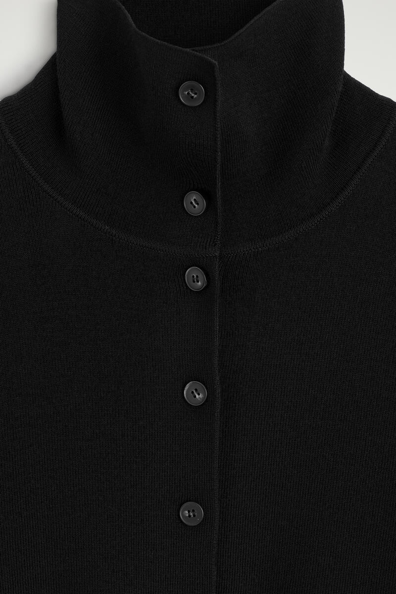 Merino Wool Mock-Neck Cardigan