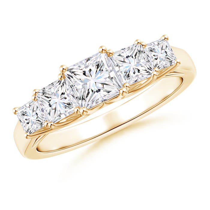 Angara 0.52 Carat Graduated Princess-Cut Trellis Diamond Five Stone Ring in 14K Yellow Gold