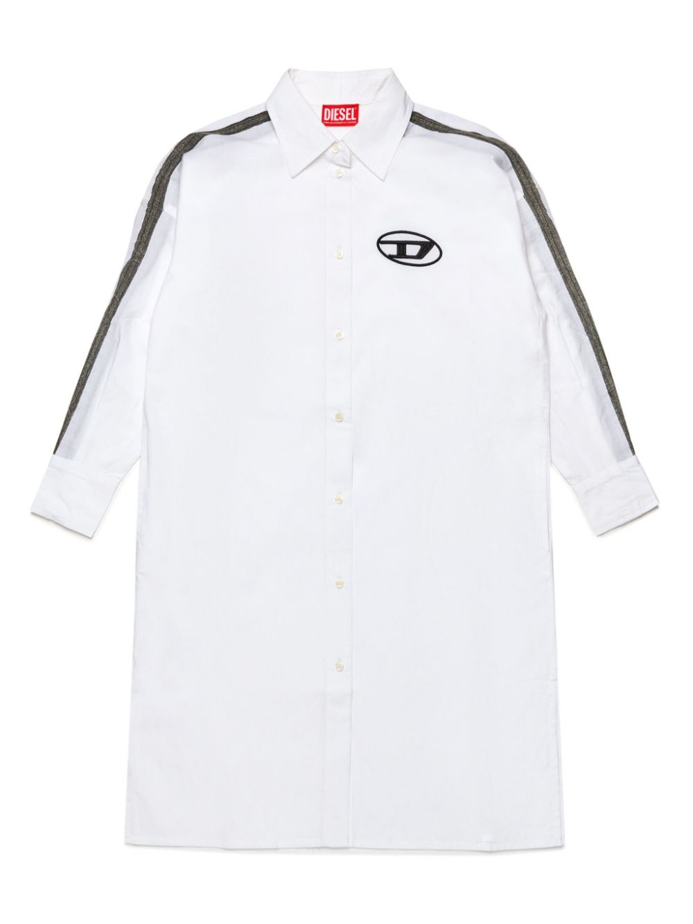 Oval D-embroidered shirtdress - White