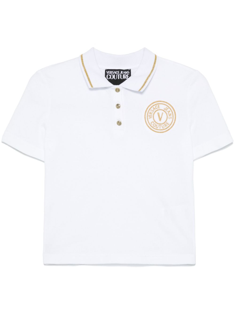 Embroidered-logo polo top - White