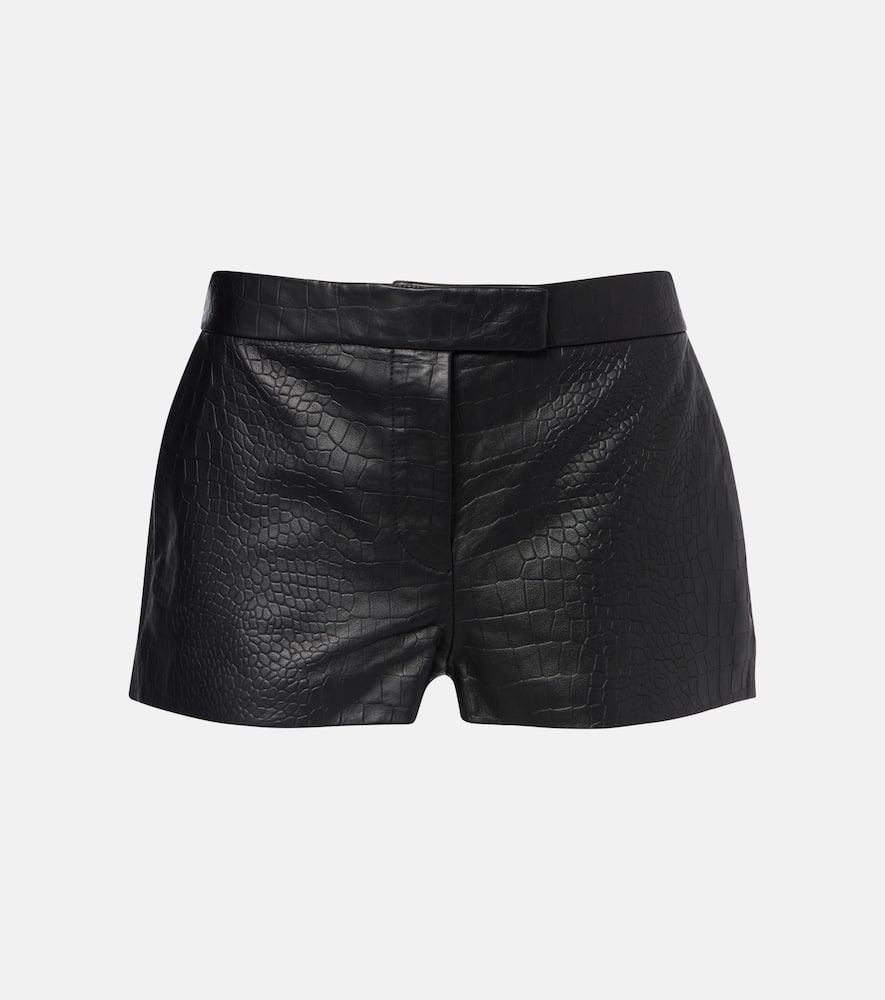Croc-effect leather shorts