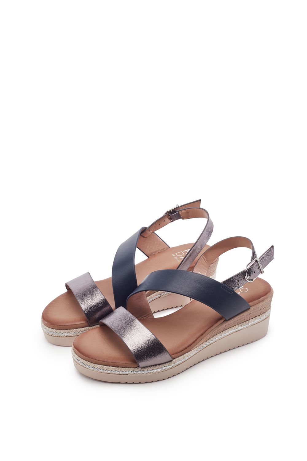 Moda In Pelle 'joani' Porvair Wedge Sandals In Blue