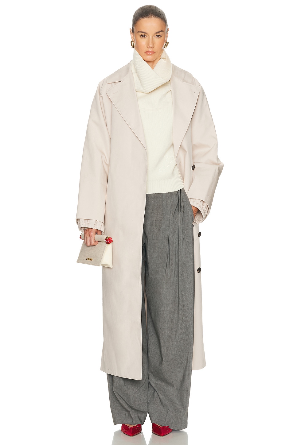 JACQUEMUS MANTEL in Grauweiß - White. 34 also , 38