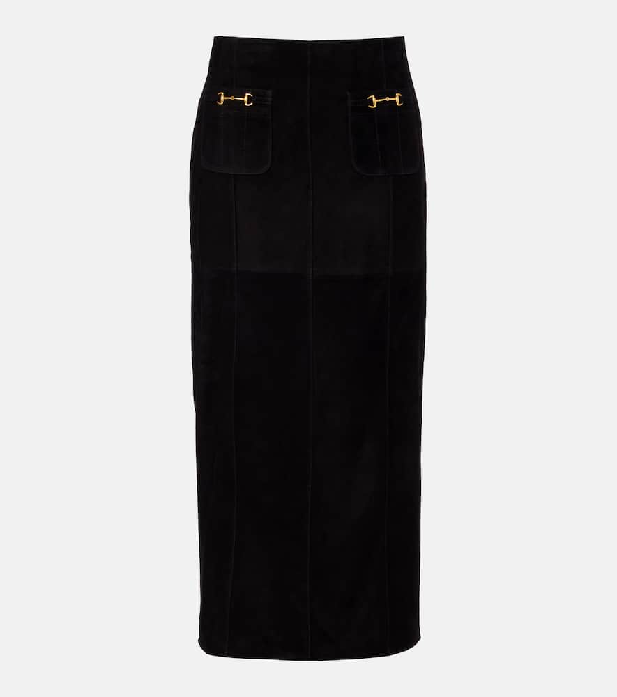Edwina high-rise suede midi skirt