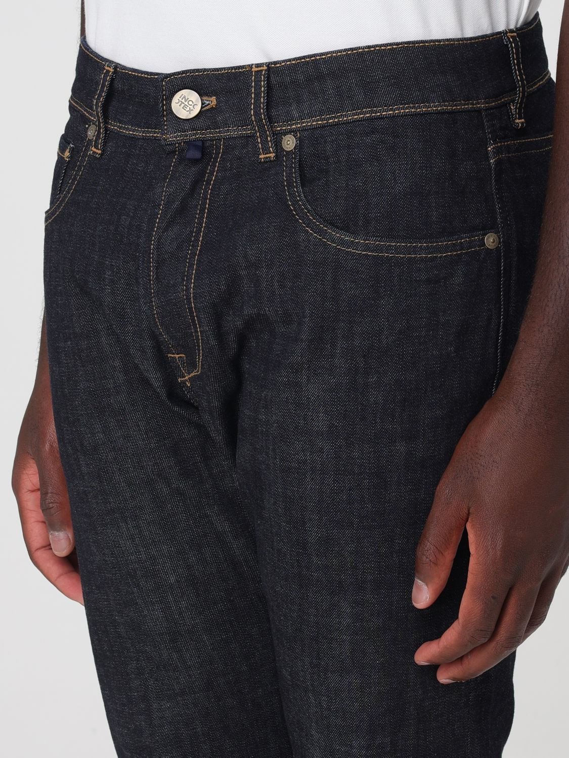 Mid-Rise Slim Fit Cotton Denim Jeans with Five Pockets