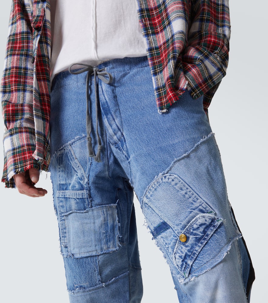 Patchwork straight jeans