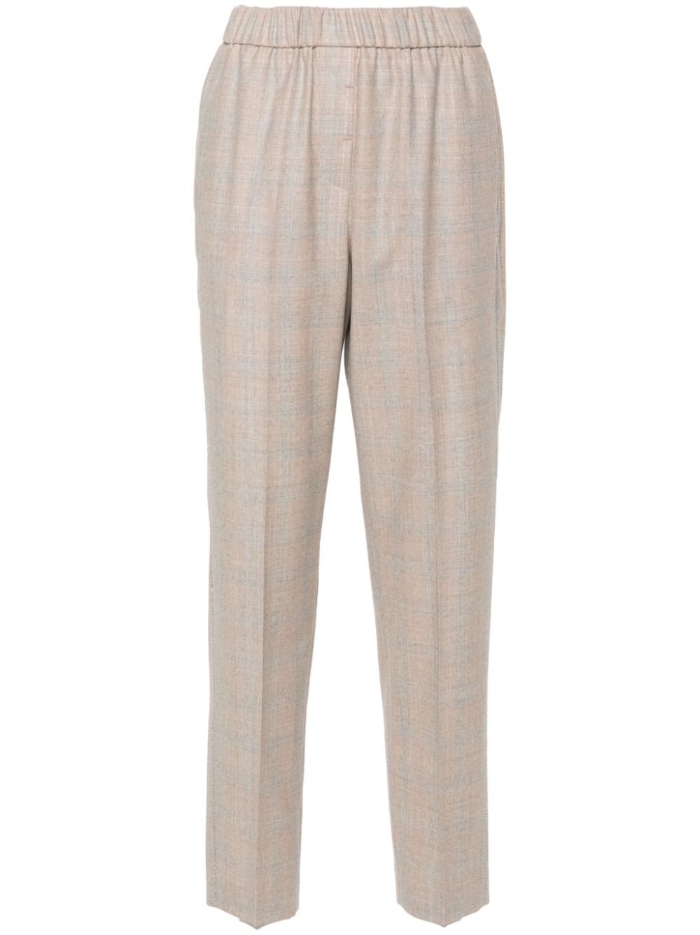 Checked tapered trousers - Neutrals
