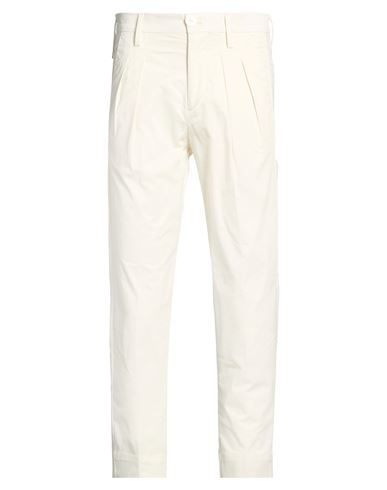 Man Pants Off white Size 28 Cotton, Elastane