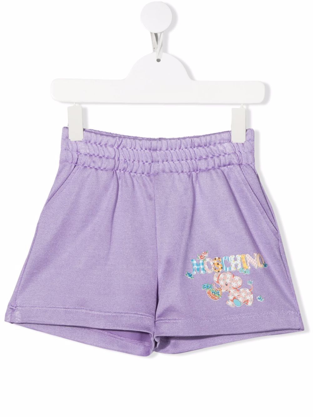Logo-print elasticated shorts - Purple
