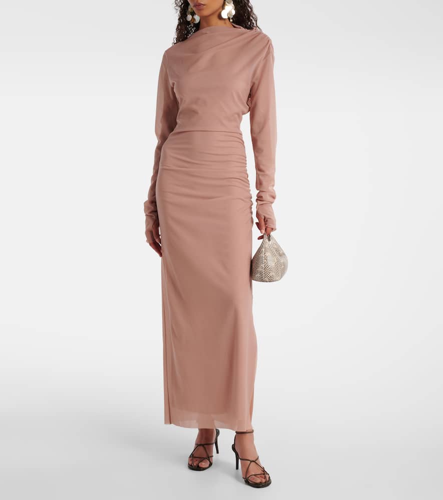 Ruby draped sheer maxi dress