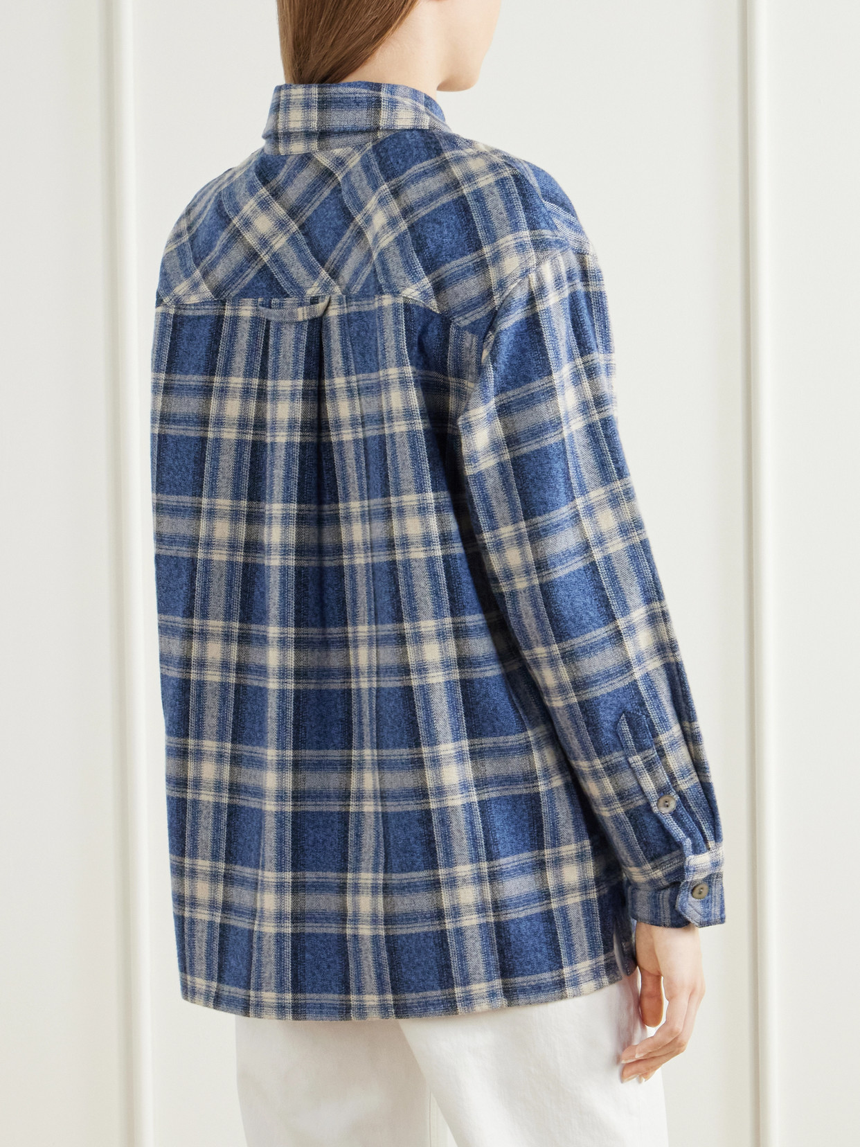 Checked Cotton-flannel Shirt - Blue