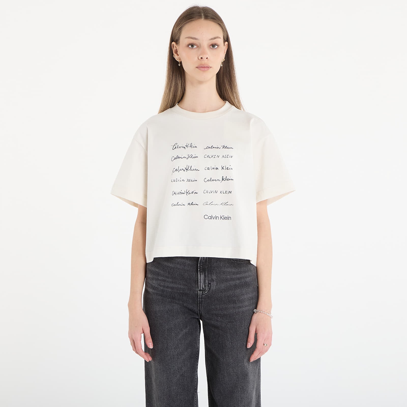 T-shirt Calvin Klein Jeans Ss Cropped Boxy Grap Tee White