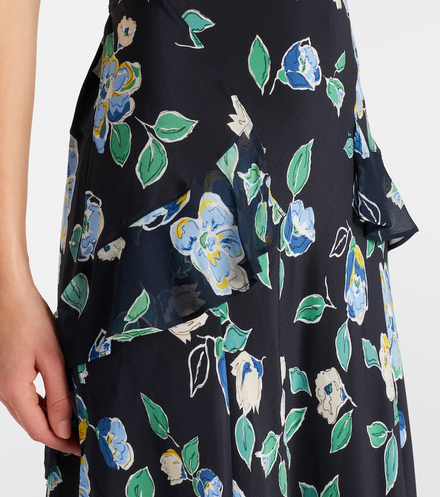 Kimmie floral ruffled silk midi dress