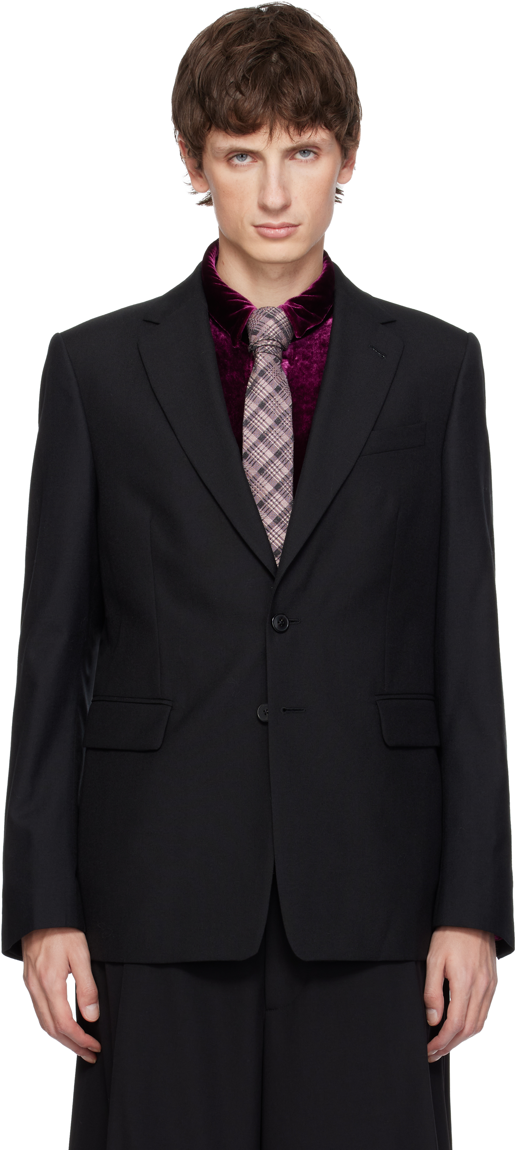 Black Slim Fit Wool Blazer