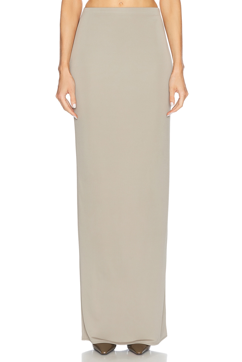 Helsa Matte Jersey Slim Skirt in Oyster - Grey. XL also in