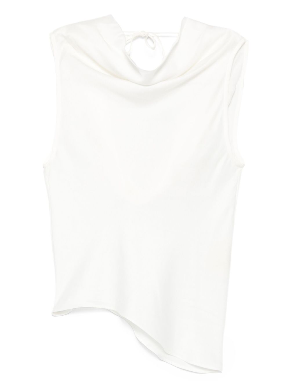 Asymmetric cown neck top - White