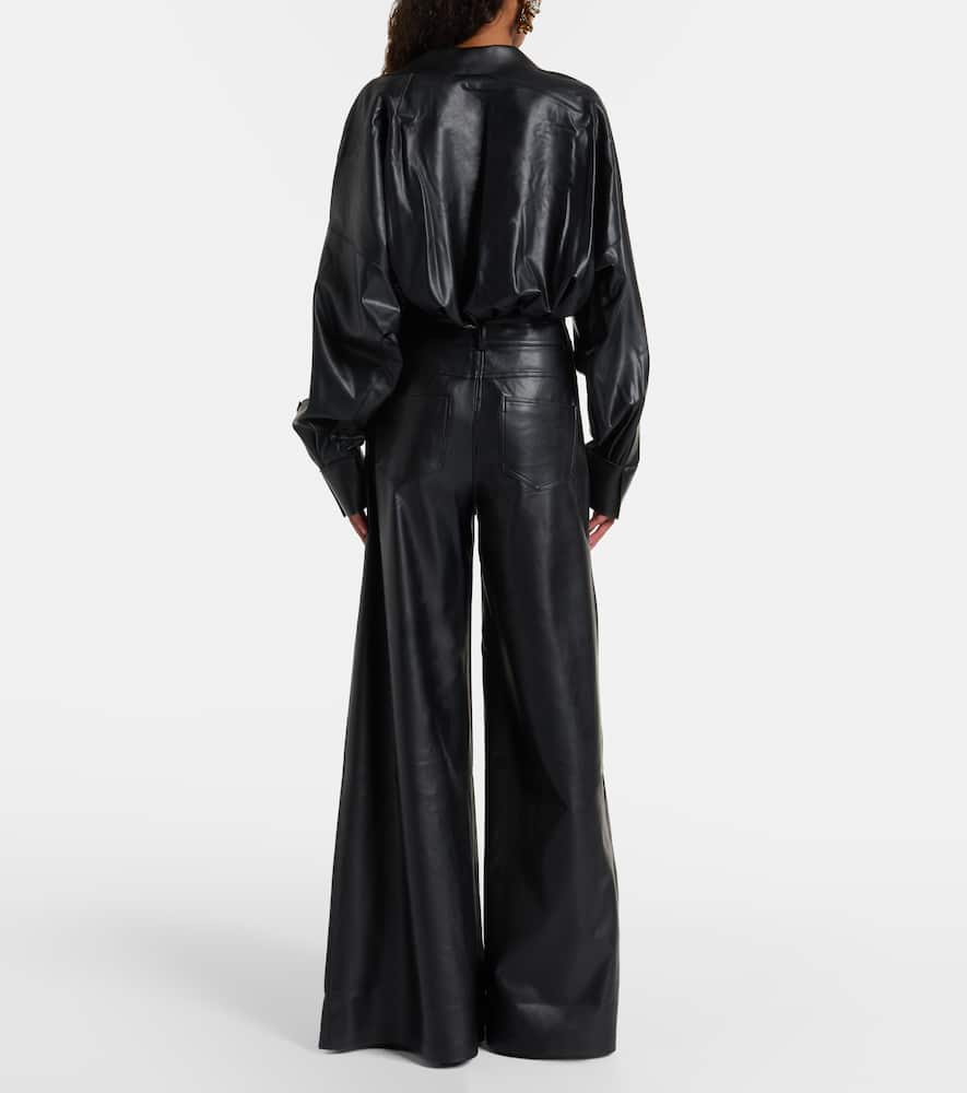 Elephant faux leather wide-leg pants