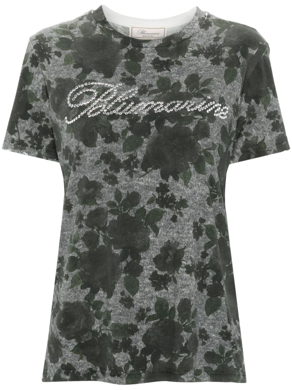 Rose-print jersey T-shirt - Grey