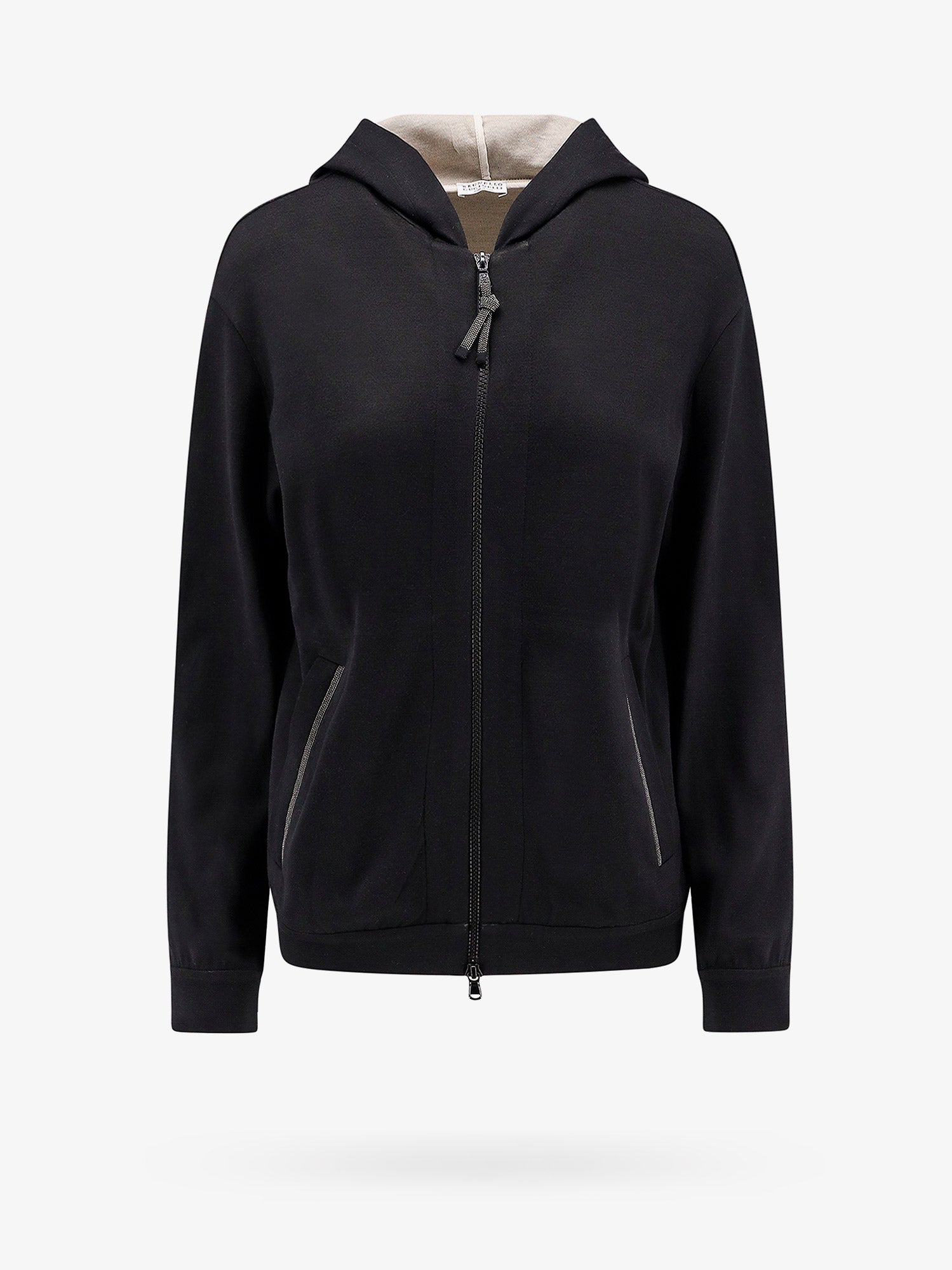 Monili-trim zip-front hoodie