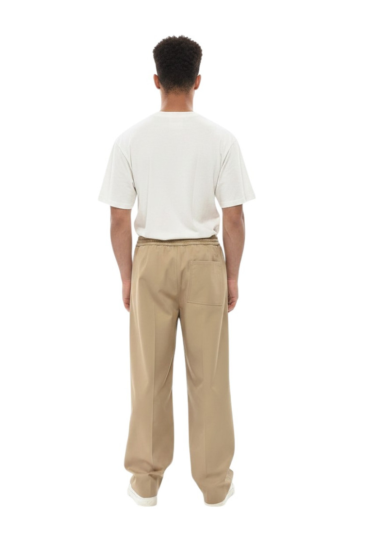 Beige Relaxed Drawstring Pants