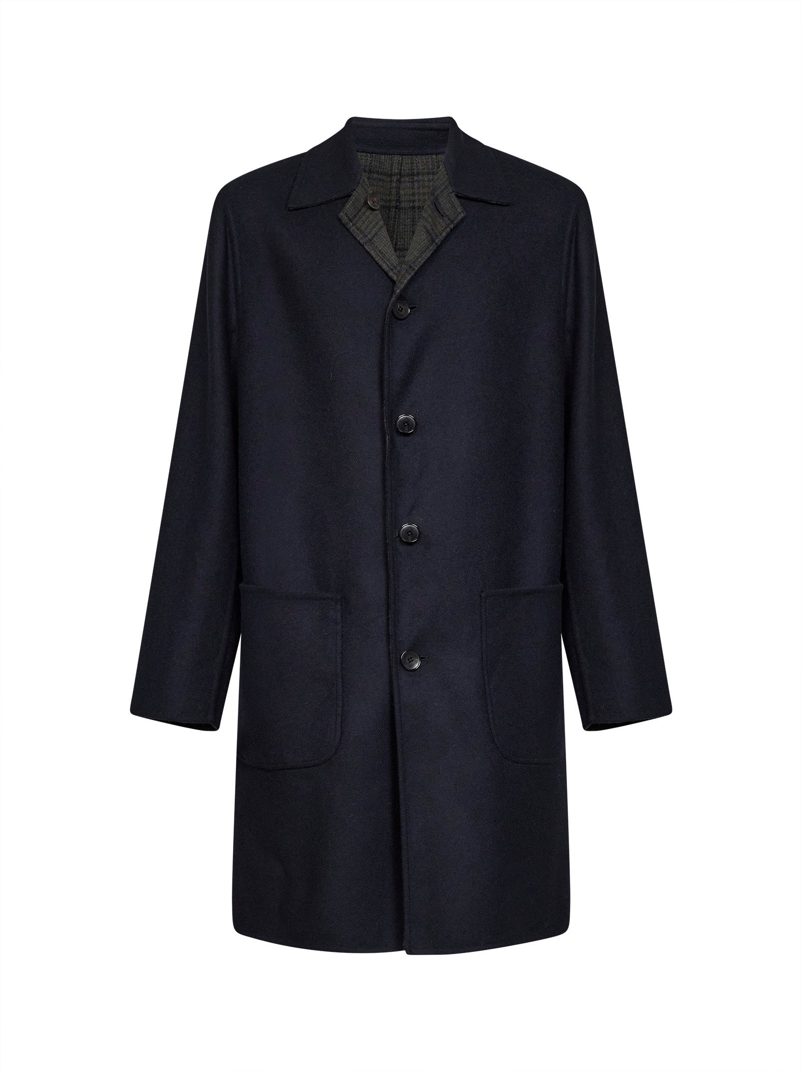 Reversible Wool-Blend Coat — Navy
