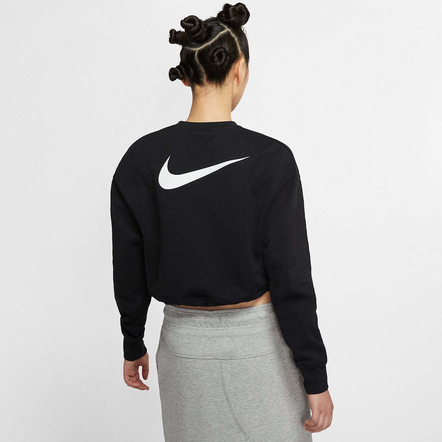 (WMNS) Sportswear Swoosh French Terry Crewneck Top 'Black'