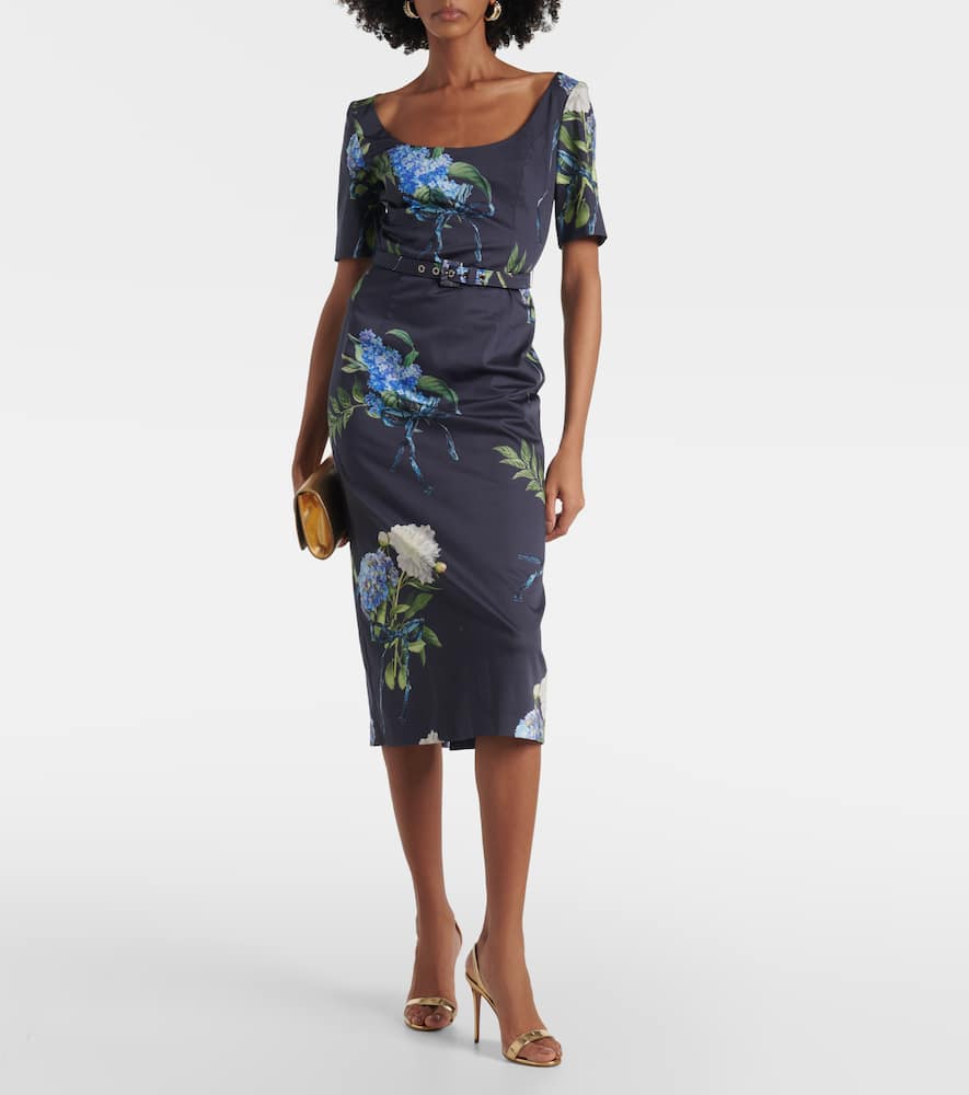 Floral poplin midi dress