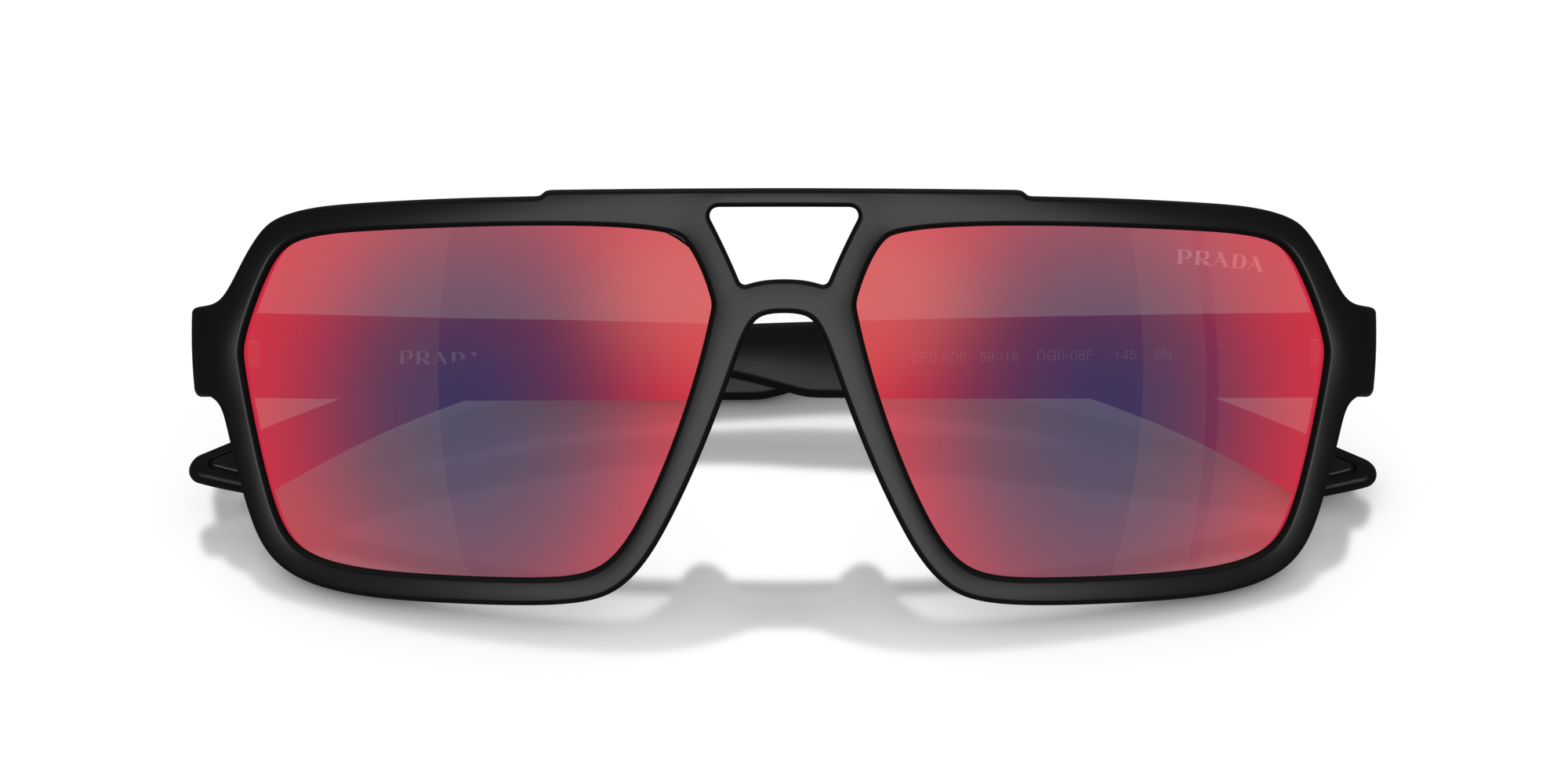 Prada Linea Rossa Man Prada Linea Rossa PS A06S DG008F Sunglasses Injected Black Grey Pilot Mirrored