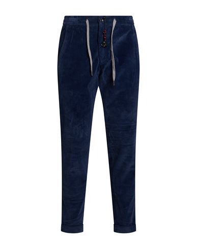 Man Pants Navy Size 40 Cotton, Elastane