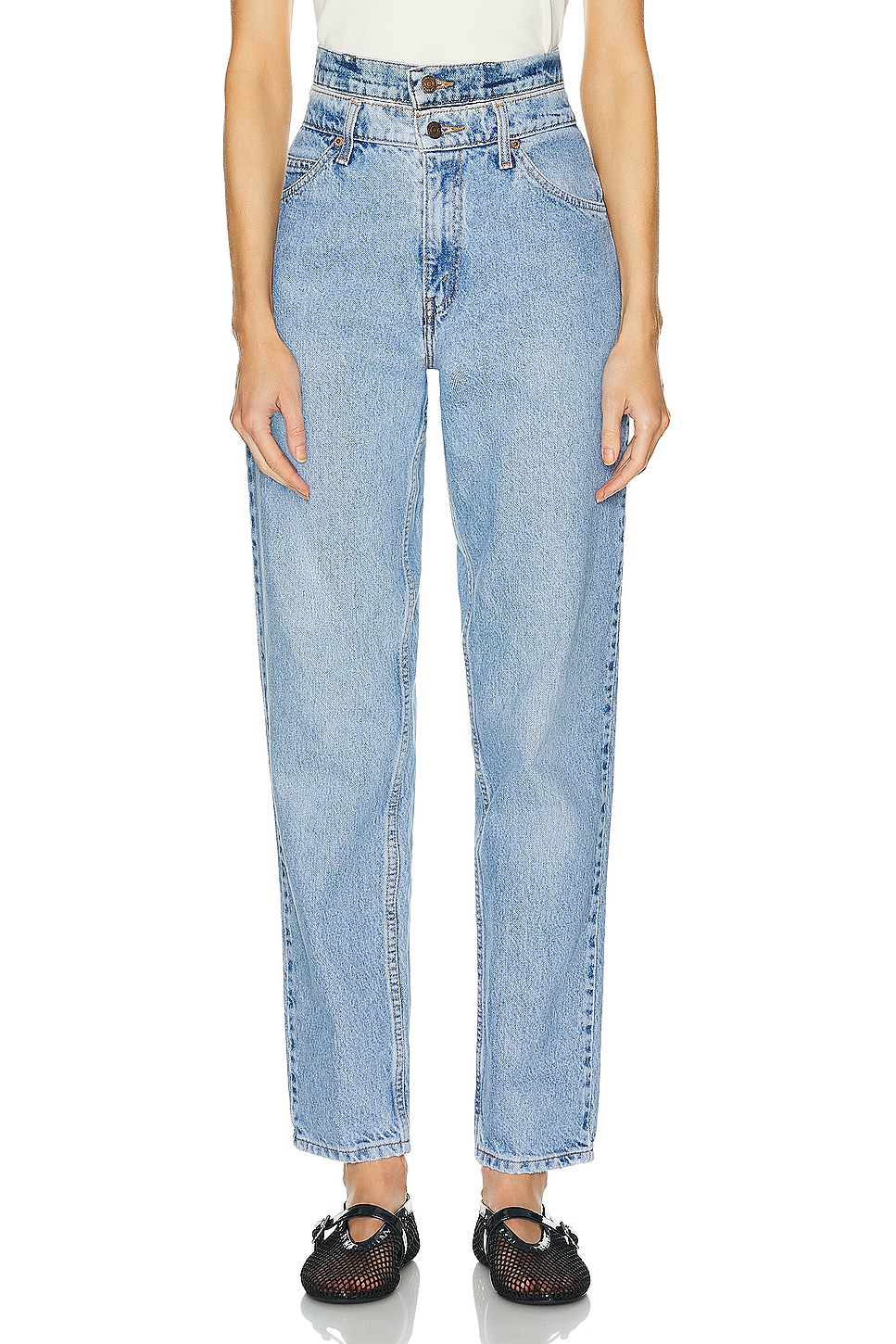 Aligrace Vintage Double Waist Jeans in Light Medium Wash - Denim-Light. 23 also
