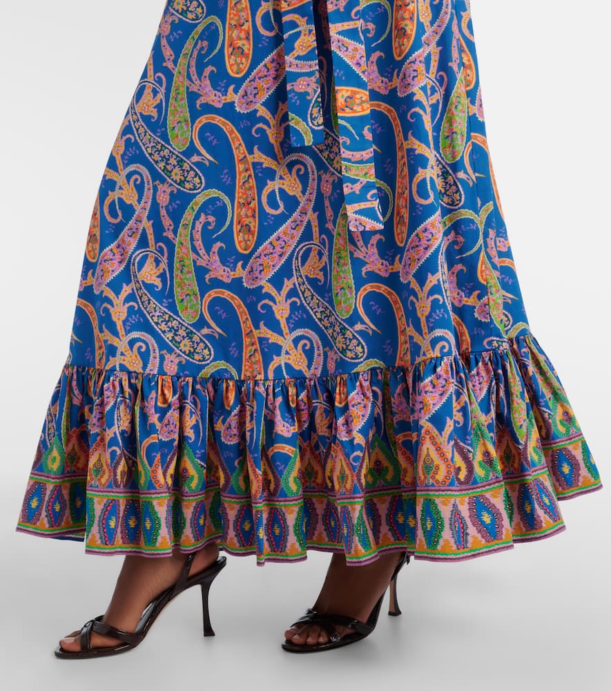 Paisley cotton-blend midi dress