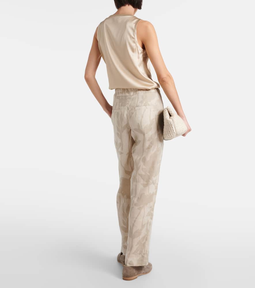Printed linen tapered pants