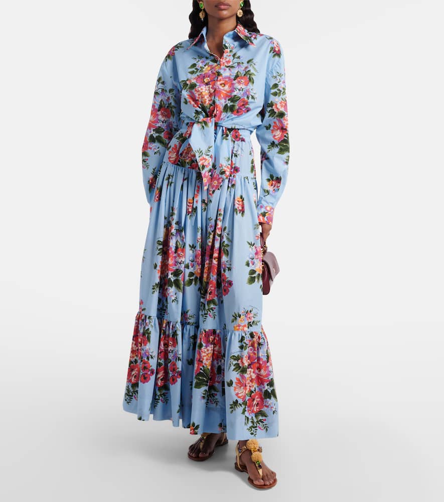 Floral cotton poplin maxi skirt