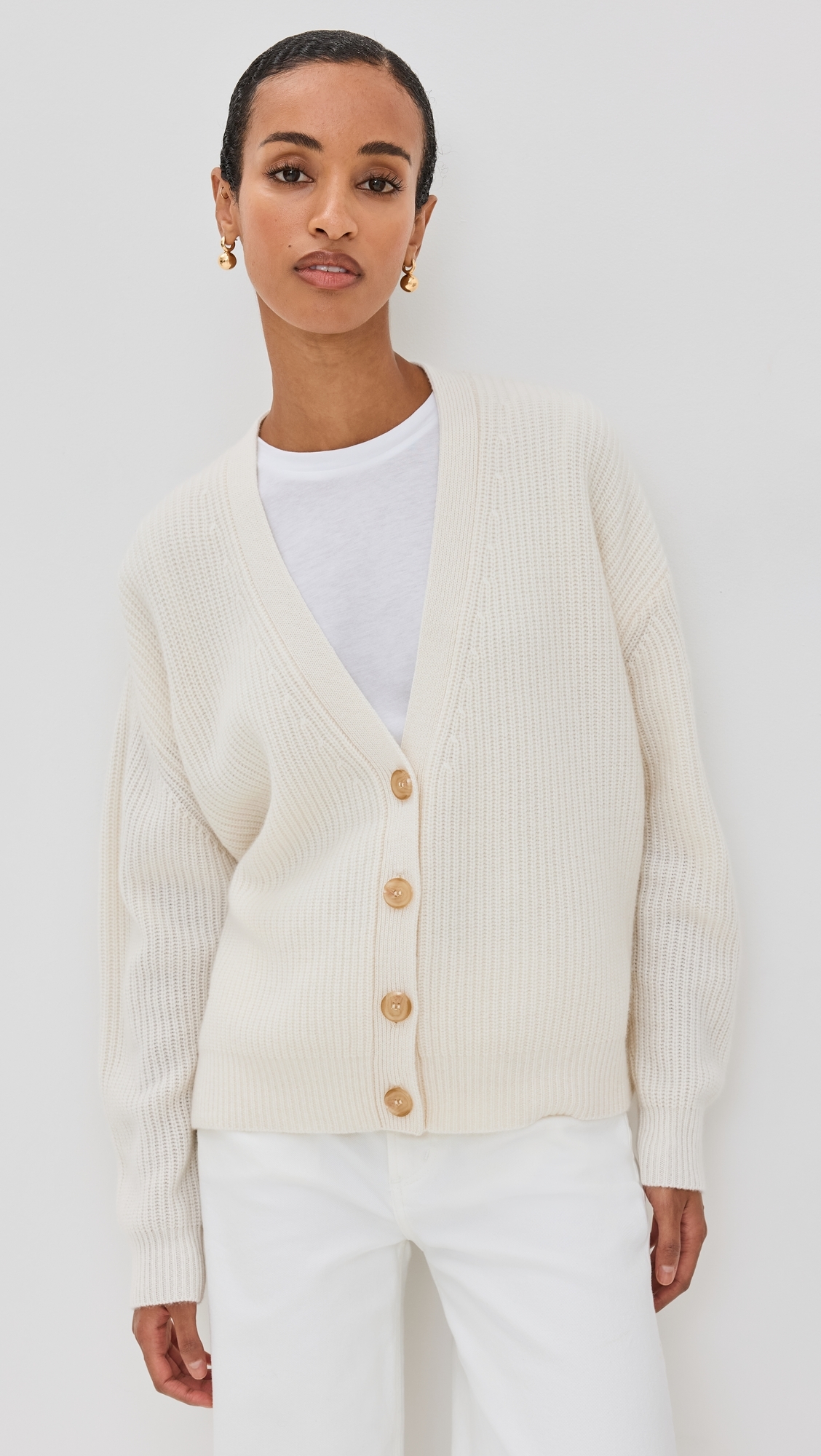 Cropped Cashmere Cocoon Cardigan Ivory