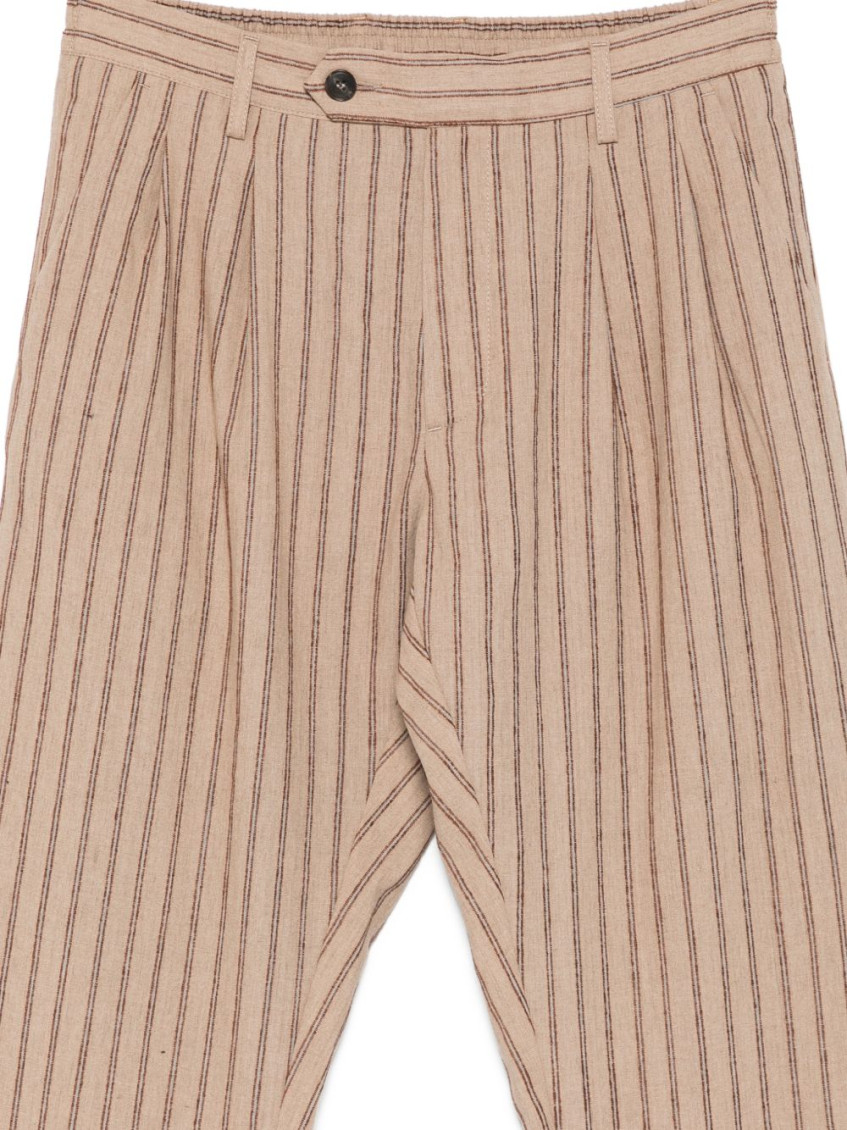 Beige Striped Trousers