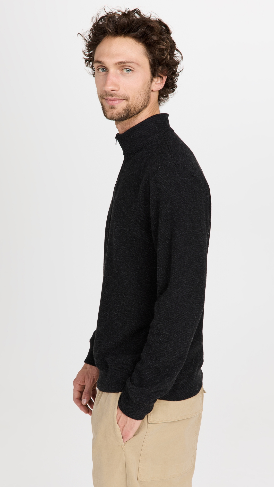Legend Sweater Quarter Zip Pullover Heathered Black Twill