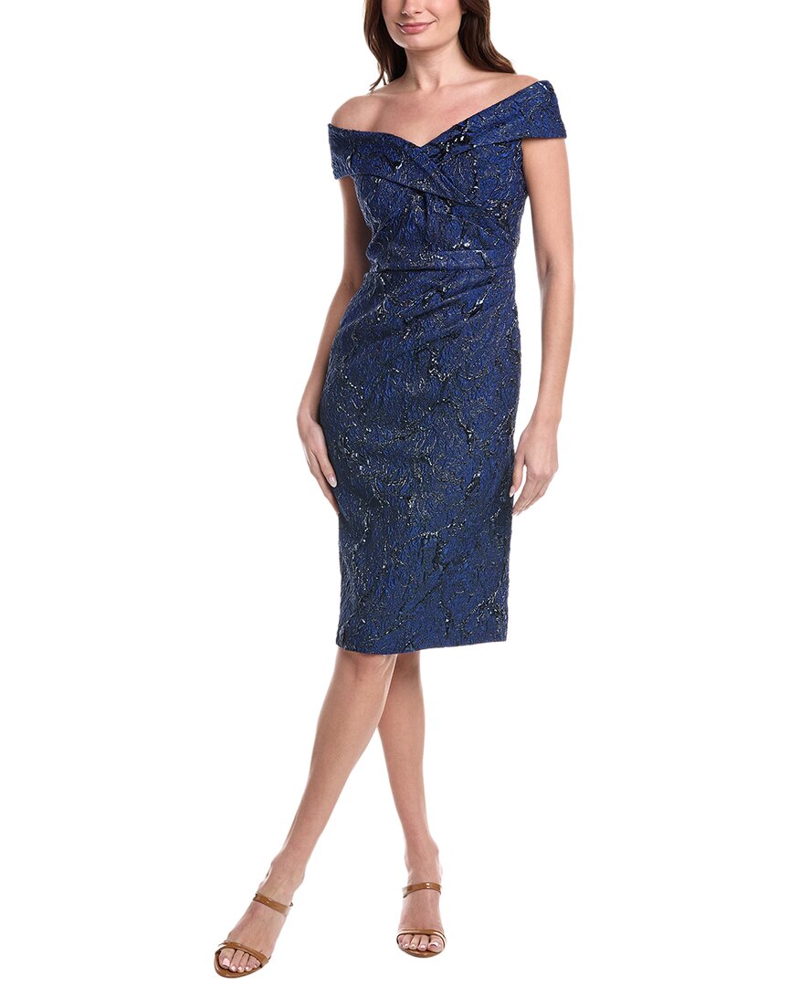 Metallic Jacquard Portrait Side Ruched Dress