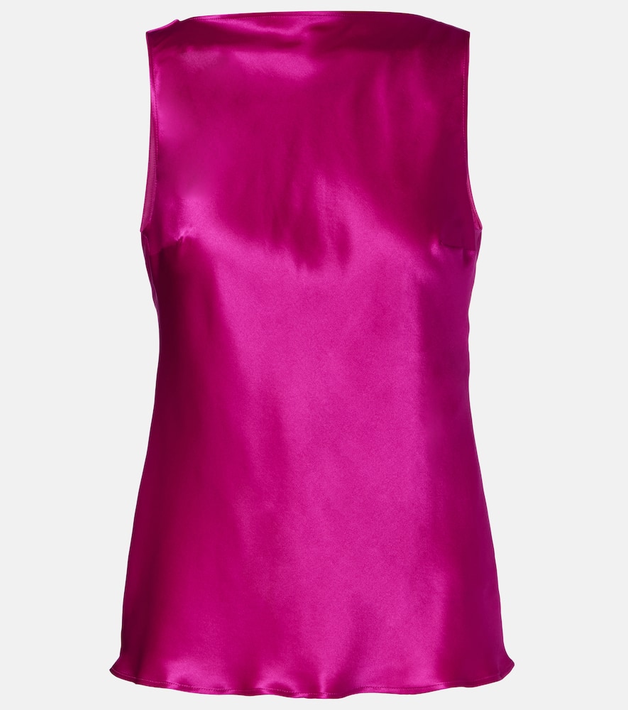 Open-back silk-blend satin top