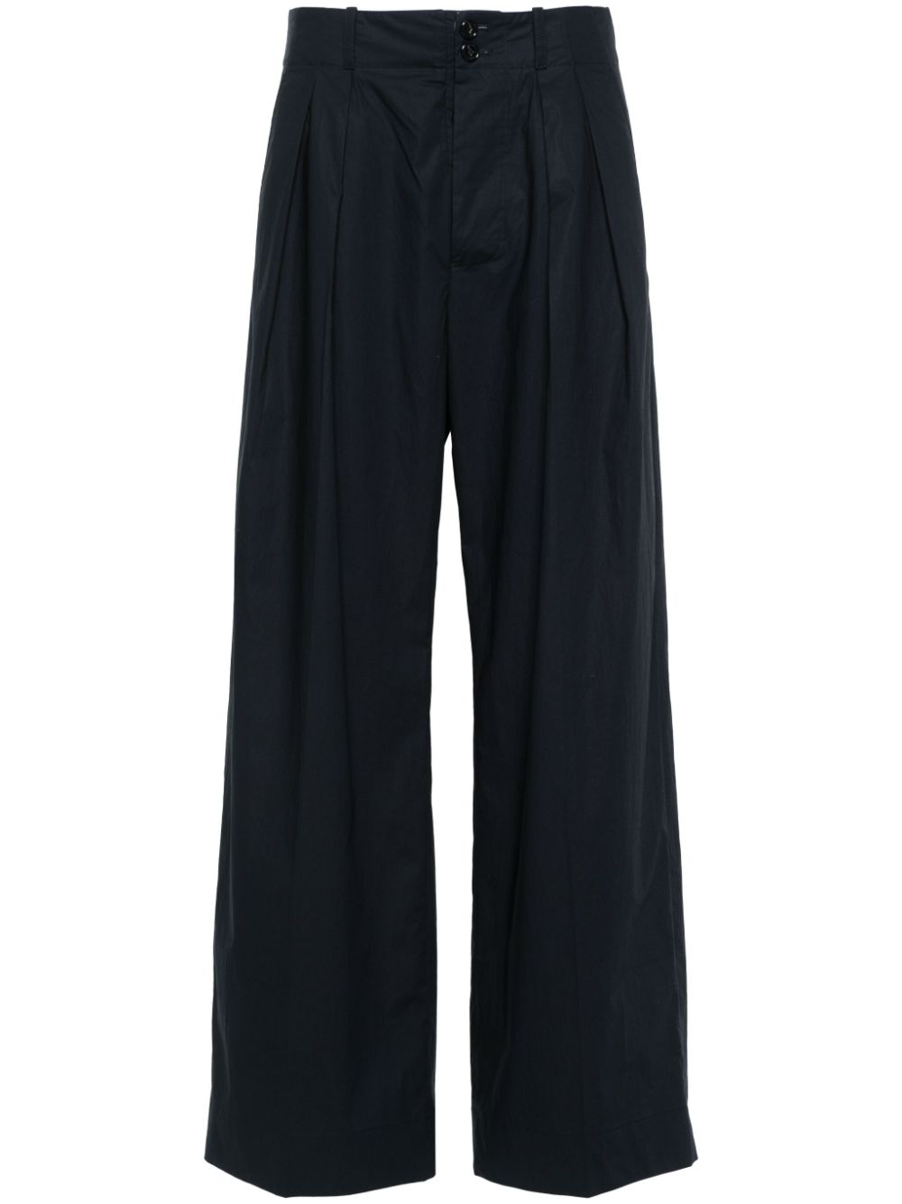 Pleated straight-leg trousers - Blue