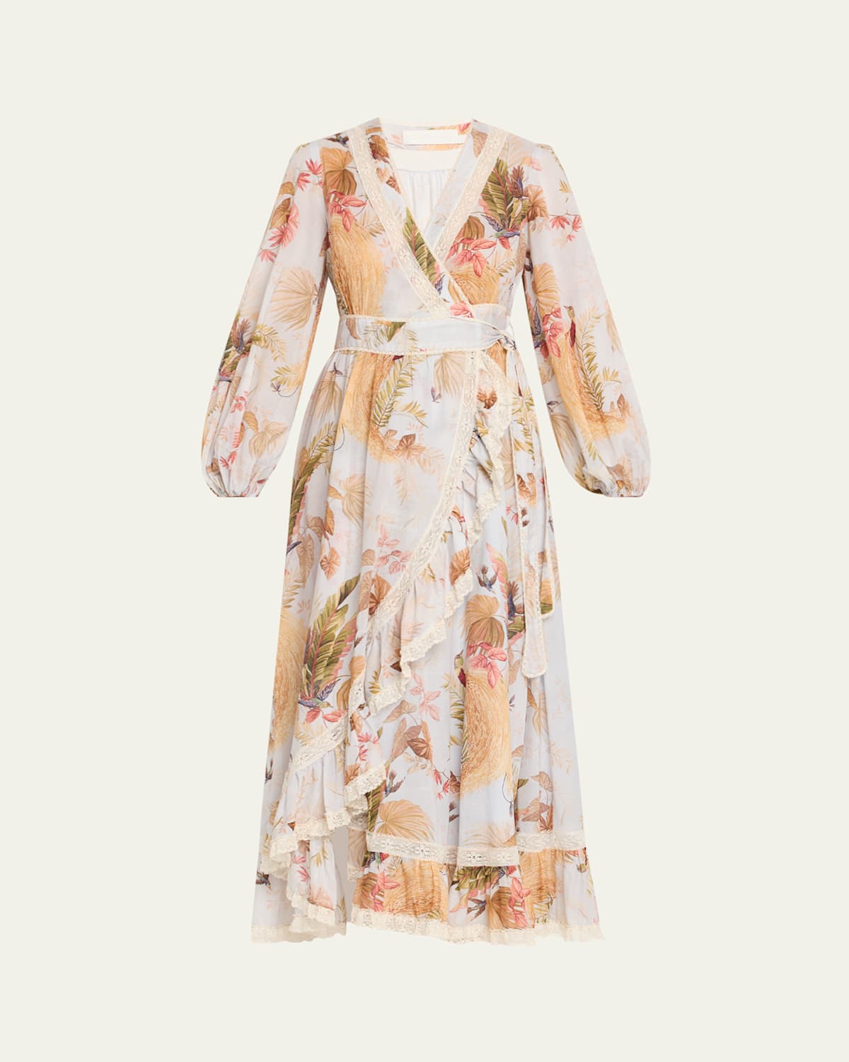 Ascension Frilled Long-Sleeve Wrap Dress