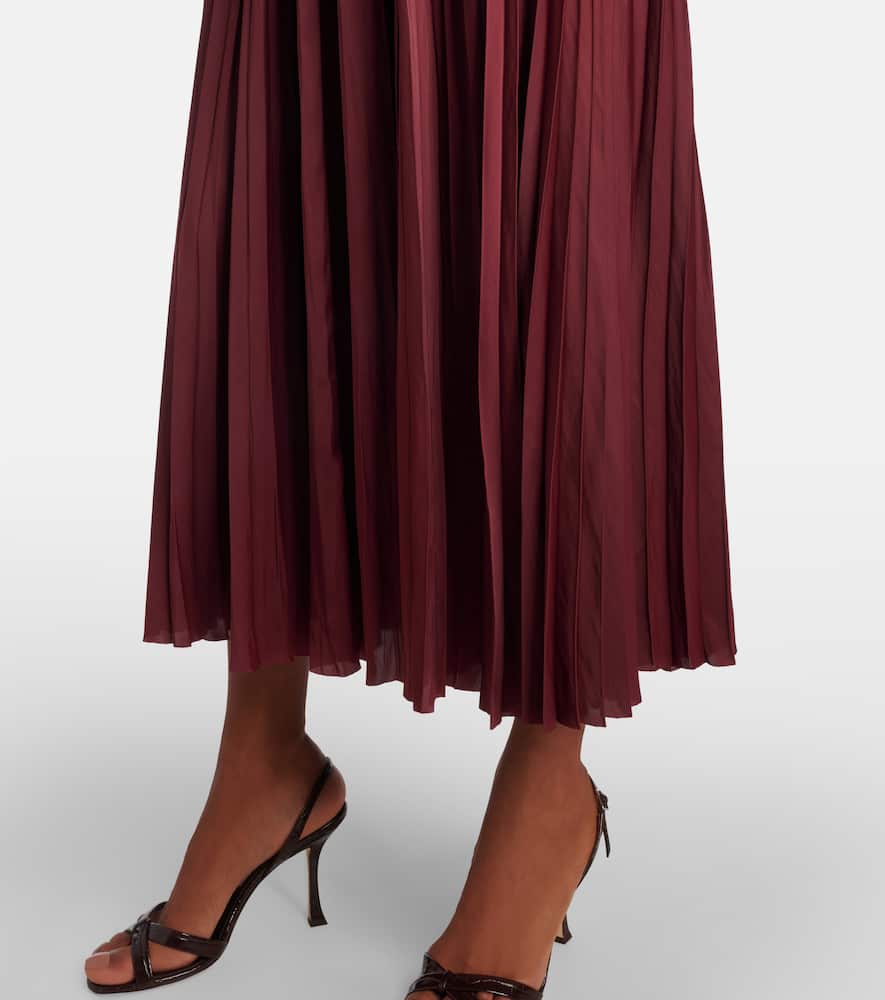 Alexia satin plissé midi dress